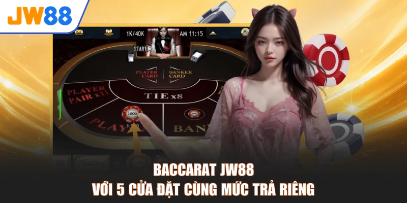 Baccarat JW88 với 5 cửa đặt cùng mức trả riêng