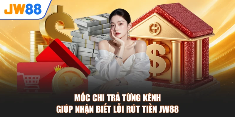 Mốc chi trả từng kênh giúp nhận biết lỗi rút tiền JW88